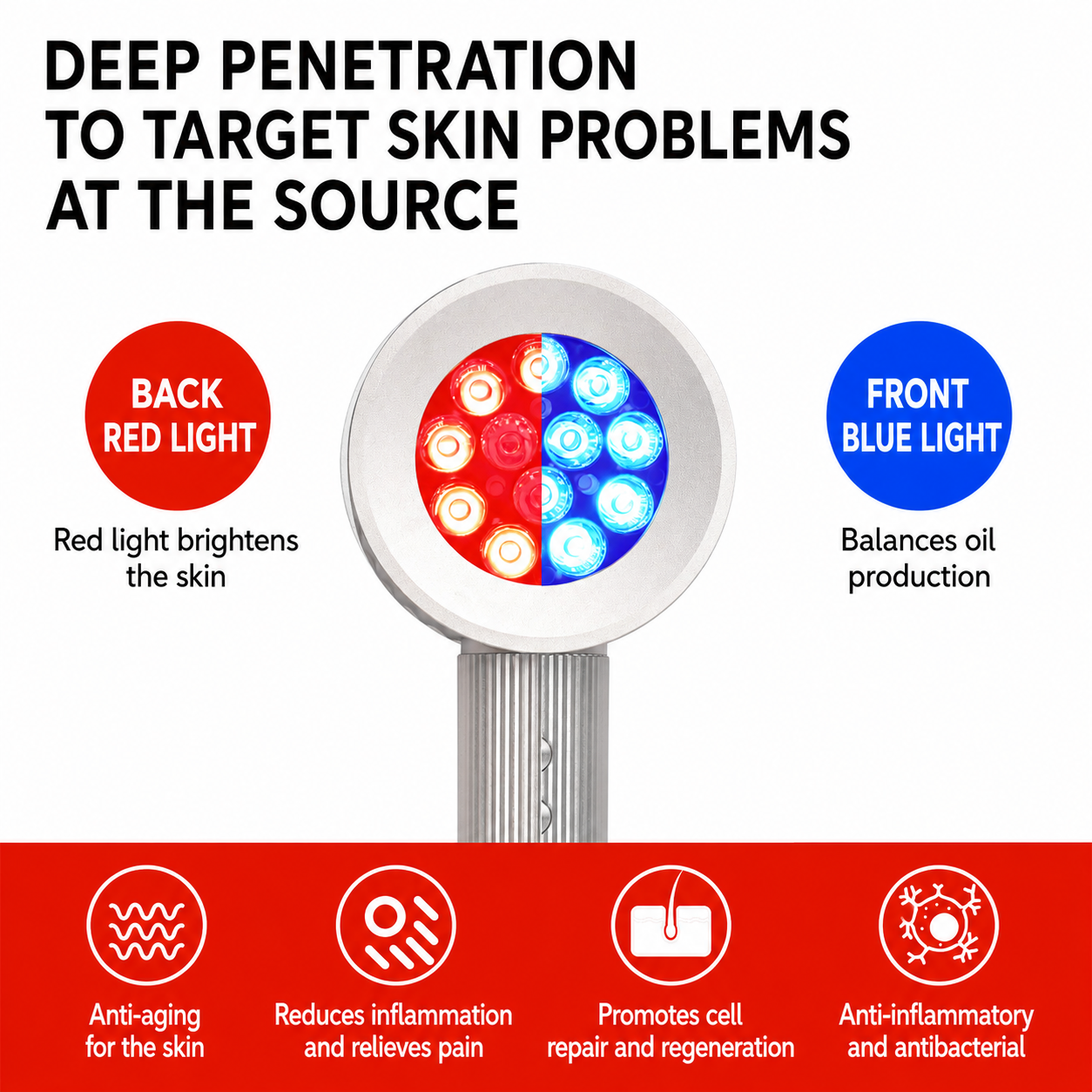 Handheld Red Light Skin Rejuvenation Device